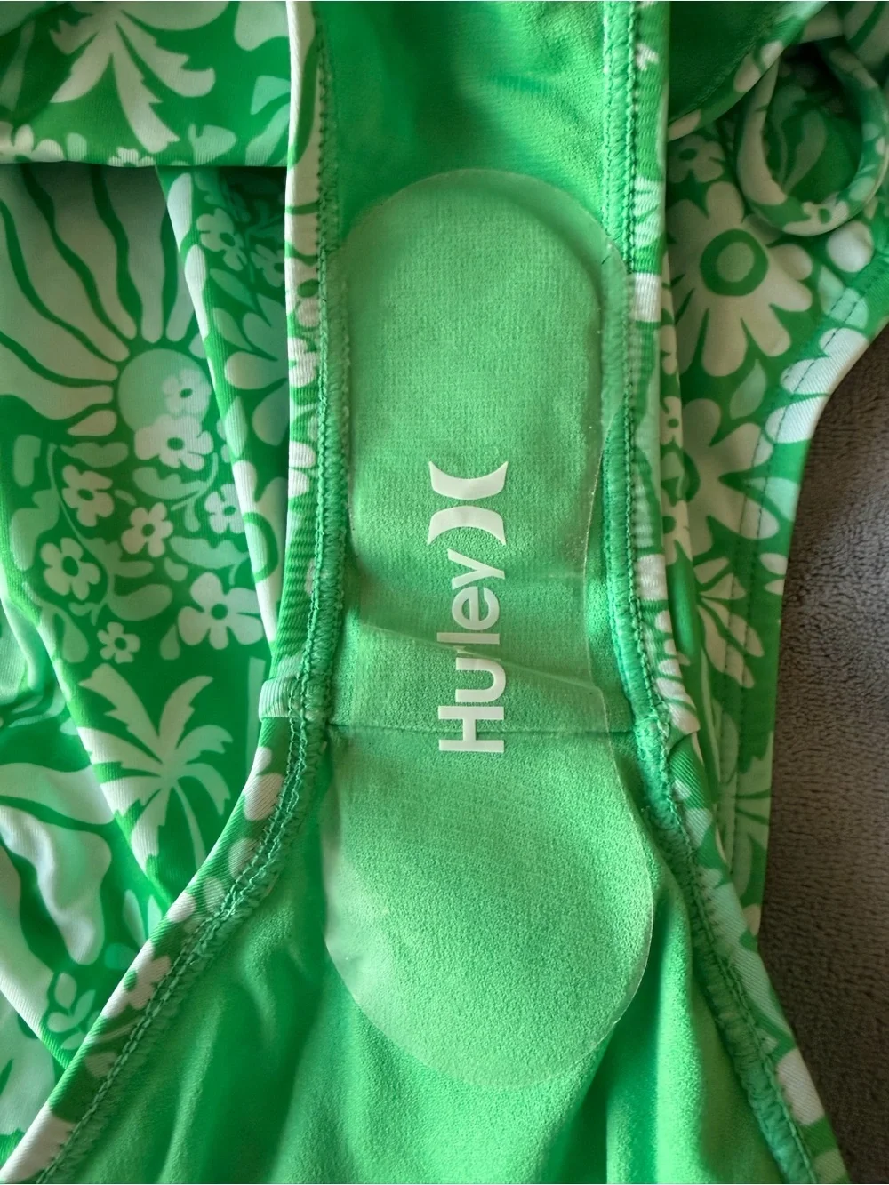 NWT Size Medium Hurley Green Daisy One Piece Swimsuit